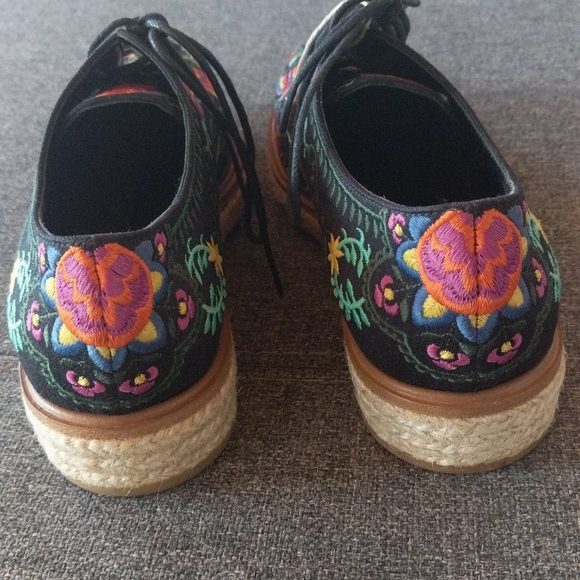 Brand New Sergio Rossi Black Embroidered Canvas Espadrille Sneakers - Picture 13 of 14
